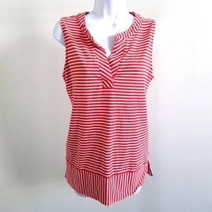 Jones New York | Red Striped V-neck Tank Top M
